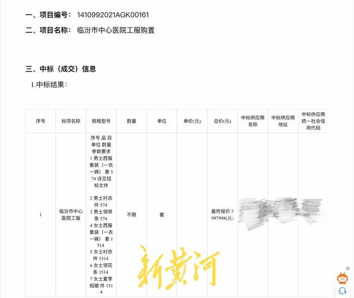 赢博体育app赢博体育官网入口一套西服2200元 山西一医院花近600万元购置工服引争议(图3)